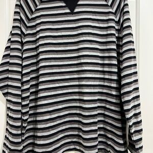 Karen Scott Black and Gray Striped Long Sleeve Top